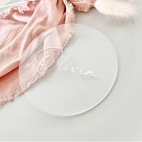 JINMURY 20 Pieces Clear Circle Acrylic Sheet 5 Inch Acrylic Circle Disc Transparent Round Acrylic Sign for Milestone Markers, Acrylic Table Sign Blank, Painting and DIY Projects - Image 5