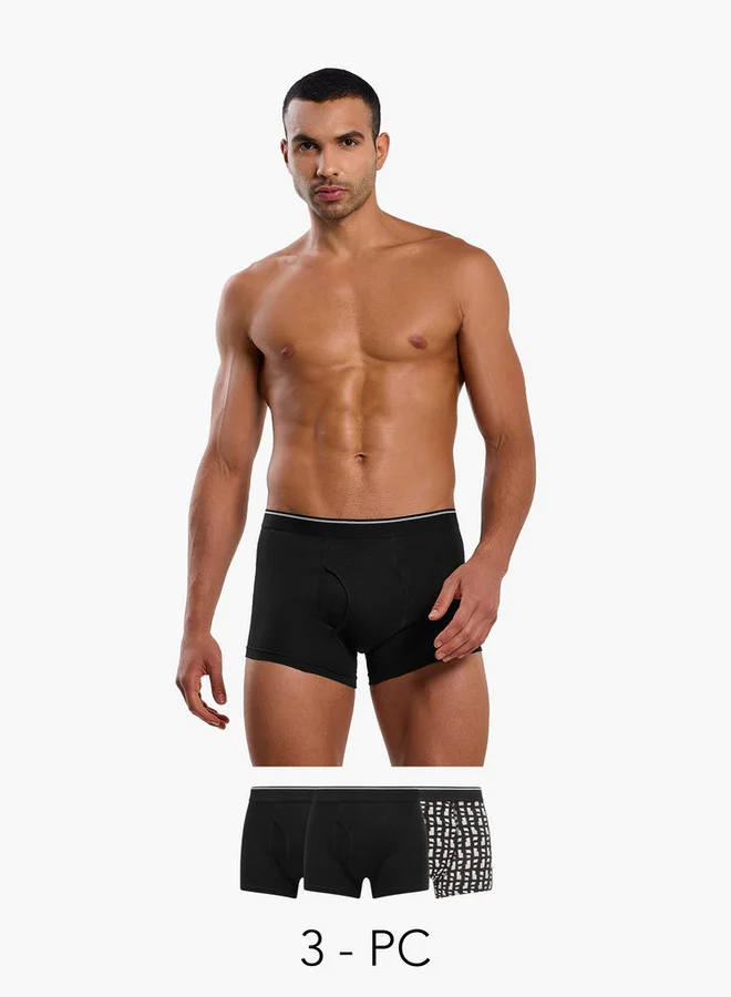 فاف Men Assorted Prints Cotton Blend Trunks - Pack of 3