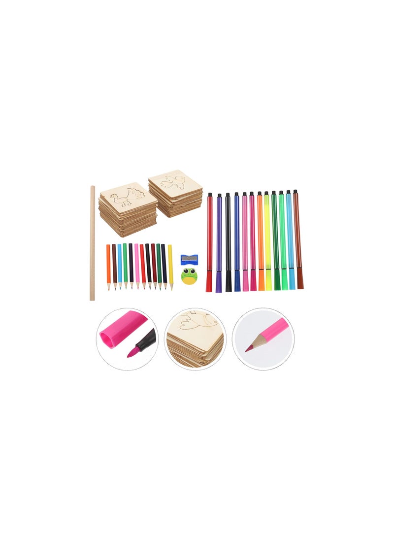 Generic - 1 Set Wooden Drawing Stencils Set Children Painting Stencil Templates Hollow Out Animal Drawing Template for Kids DIY Crafts Children's Cognitive Toys - Image 1