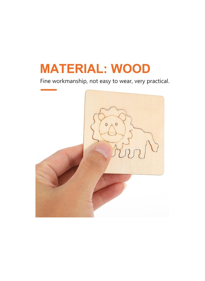 Generic - 1 Set Wooden Drawing Stencils Set Children Painting Stencil Templates Hollow Out Animal Drawing Template for Kids DIY Crafts Children's Cognitive Toys - Image 1