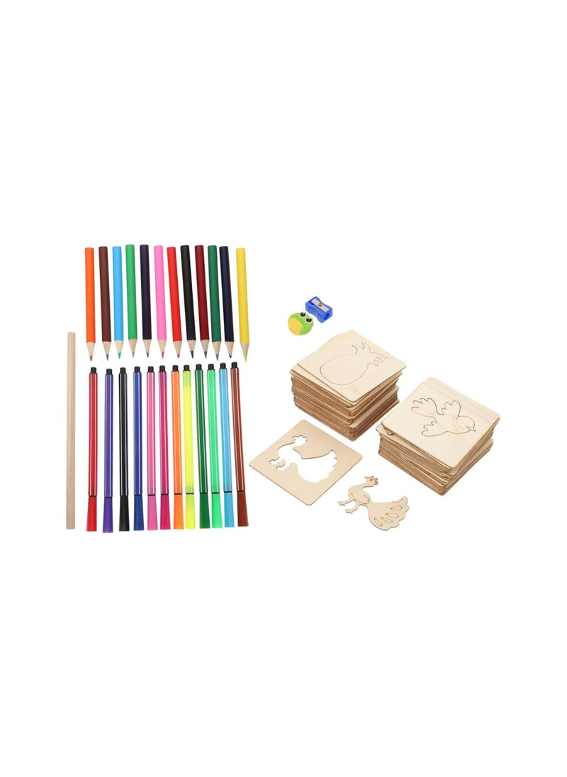 Generic - 1 Set Wooden Drawing Stencils Set Children Painting Stencil Templates Hollow Out Animal Drawing Template for Kids DIY Crafts Children's Cognitive Toys - Image 1
