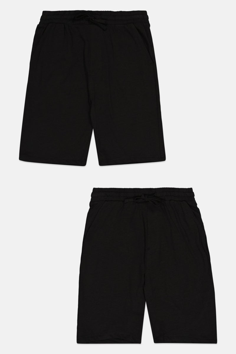 English Laundry Kids Boy 2 Pack Solid Basic Shorts, Black - Image 2