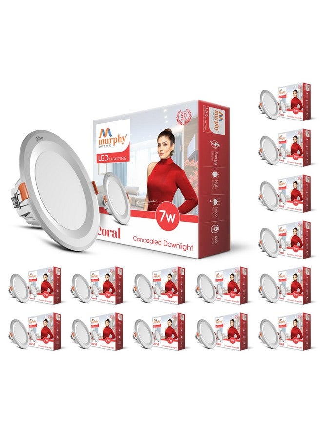 Murphy Polycarbonate Body 7W Coral LED Warm White Round Panel Conceal Down Light | Pack of 15 | Long-Lasting & Flicker-Free LED Light | Suited for 3 Inch Junction Box - Image 1