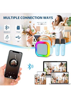 SUPREMIUM Karaoke Machine for Kids & Adults, Mini Portable Karaoke with 2 Wireless Microphones, Bluetooth Speaker, Voice Changer & LED Lights, Fun Singing Toy & Gift for Girls & Boys, 3-12 Years  - Image 4