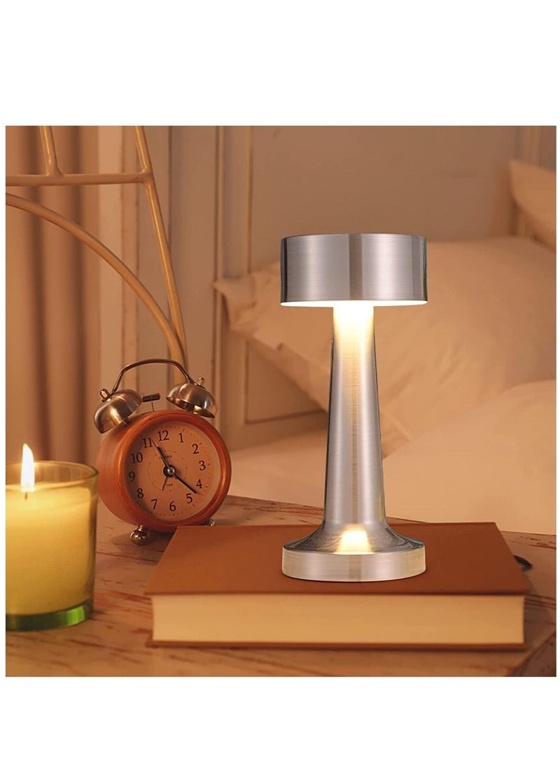 Raxoom Table Lamp,Modern Rechargeable Cordless Touch Sensor LED Desk lamp 3 Ways Dimming,with USB Cord for Bar Restaurant Bedroom Bedside Nightstand Lighting (SILVER) - Image 2
