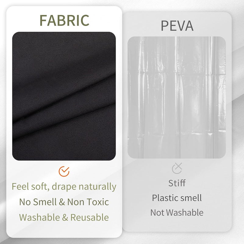 ALYVIA SPRING Stall Fabric Shower Curtain Liner Waterproof - Soft & Lightweight Small Shower Curtain with Magnets for Narrow Stall Size, Machine Washable - 36x72, Black | 2 Magnets, Soft Cloth & Hotel Quality, Machine Washable, Light-Weight, Stall Size - Image 4