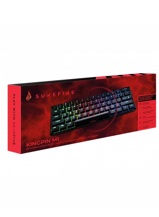 SureFire Kingpin M1 60% Mechanical Gaming Keyboard Italian, Gaming Keyboard Small & Mobile, RGB Keyboard with Lighting, 100% Anti-Ghosting Keys, Italian Layout QWERTY - Image 1