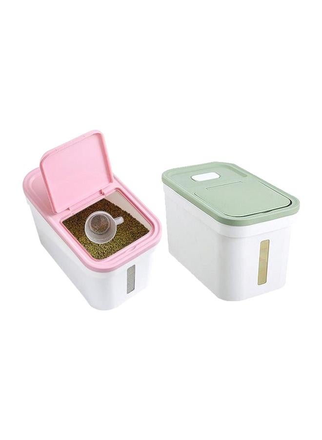 Felli Flip-Open Rectangular Plastic Rice Bin Light Pink and White 12kg - Image 3