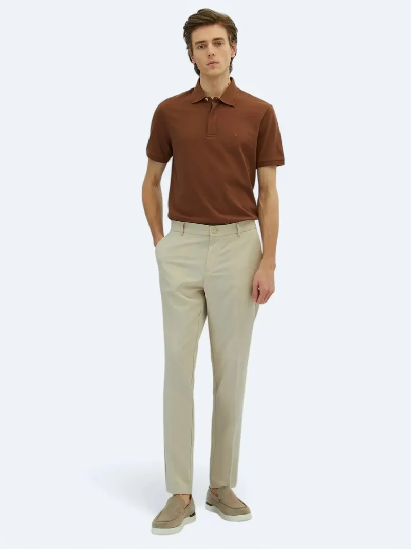 Kip Ecru Weaving Jogging Fit Casual Trousers