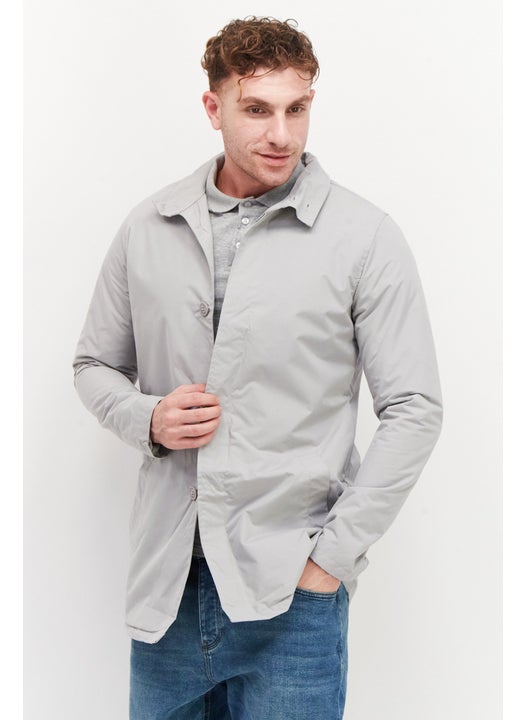 Men Plain Parka Jacket, Grey