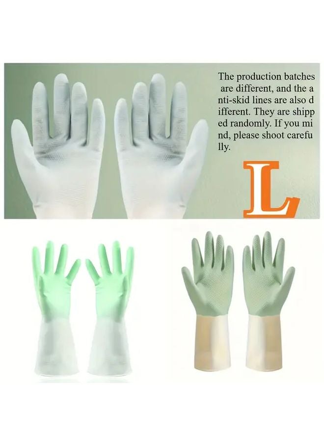 Thick Waterproof Latex Kitchen Gloves Green Large Non Slip Grip Dishwashing Cleaning - Image 1