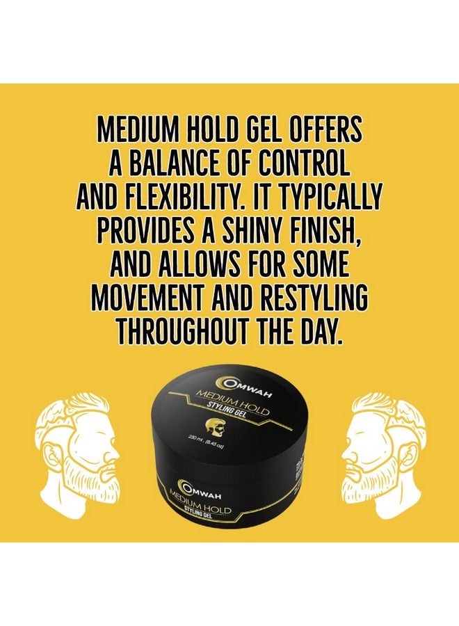 OMWAH Professional Hair Styling Gel For Men Strong Hold Hair Gel For Boys With Vitamin E & Provb5 Flakefree Formula Protects Nourishes & Styles All Hair Types Effortlessly (Medium Gel) - Image 4