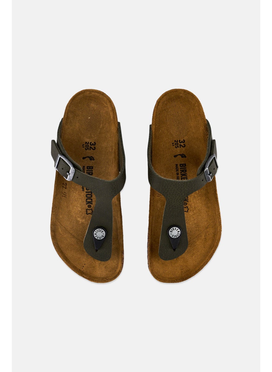 BIRKENSTOCK Kids Girl Slip On Cork Sandals, Dark Olive  - Image 3