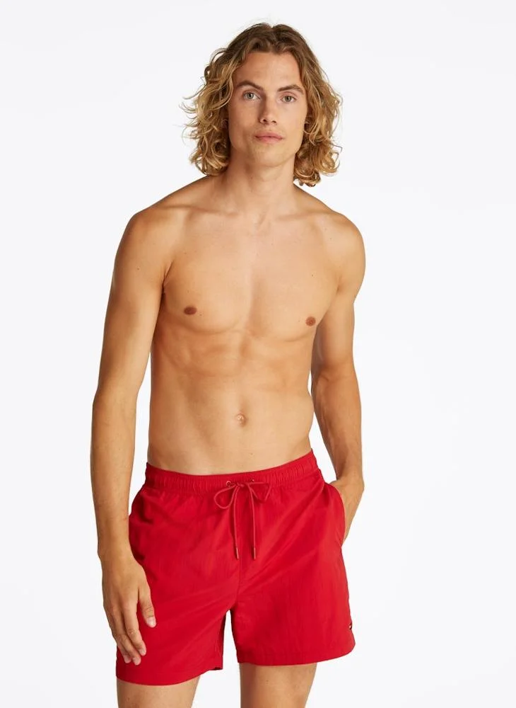 Flag Embroidery Mid Length Swim Shorts