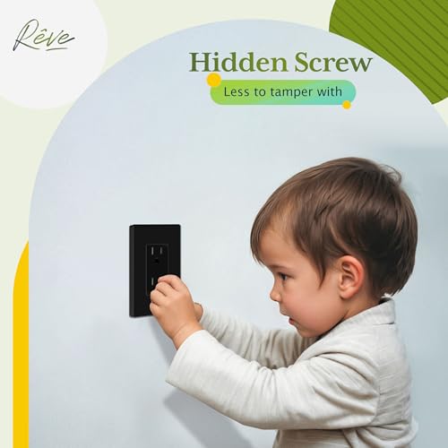 TG Screwless Decorator Wall Plates Child Safe Outlet Covers, Size 1-Gang 4.50" H x 2.75” L, Unbreakable Polycarbonate Thermoplastic, UL Listed, Matte Black (1 Pack) - Image 3