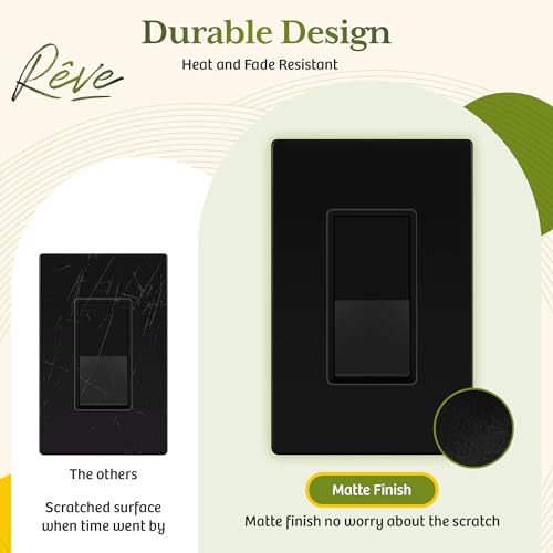 TG Screwless Decorator Wall Plates Child Safe Outlet Covers, Size 1-Gang 4.50" H x 2.75” L, Unbreakable Polycarbonate Thermoplastic, UL Listed, Matte Black (1 Pack) - Image 2