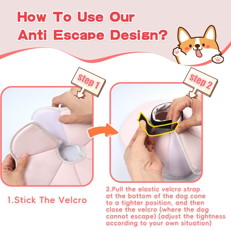 TZBEINN Soft Dog Cone Collar Alternative for Small Dogs(Adult Yorkshire Adult Chihuahua), Adjustable Protective Dog Head Recovery Cone, Elizabethan Comfortable Neck Pillow Cone After Surgery Anti Licking - Image 5
