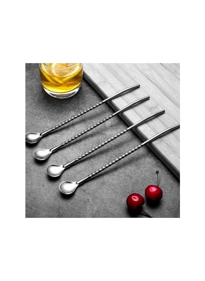 Generic 6 Piece Set of spoons and straws 2*1 -Silver  - Image 2
