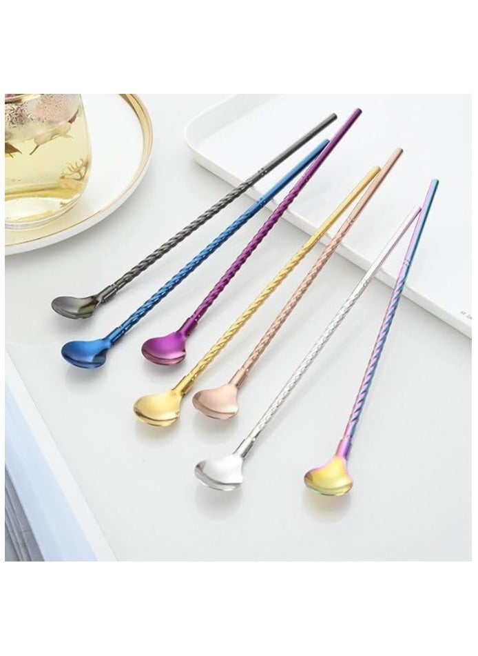 Generic 6 Piece Set of spoons and straws 2*1 -Silver  - Image 1