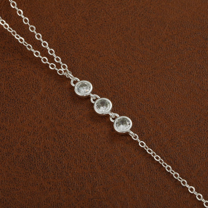 Hergory Lariat Silver Necklace for Women Trendy, Dainty Long Necklace 14k Silver Plated CZ Y Shaped Pendant Drop Chain Fashion Jewelry for Women Gifts - Image 4