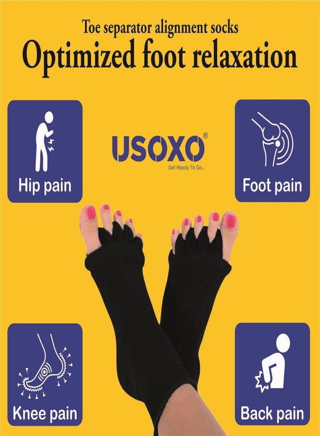 USOXO Cotton Foot Alignment Socks I Finger Toe Separator I Easing Bunion Hammertoe and Arthritis Pain Relief I Improving Posture & Increasing Flexibility I Free Size for Office Yoga Men & Women ( - Image 3