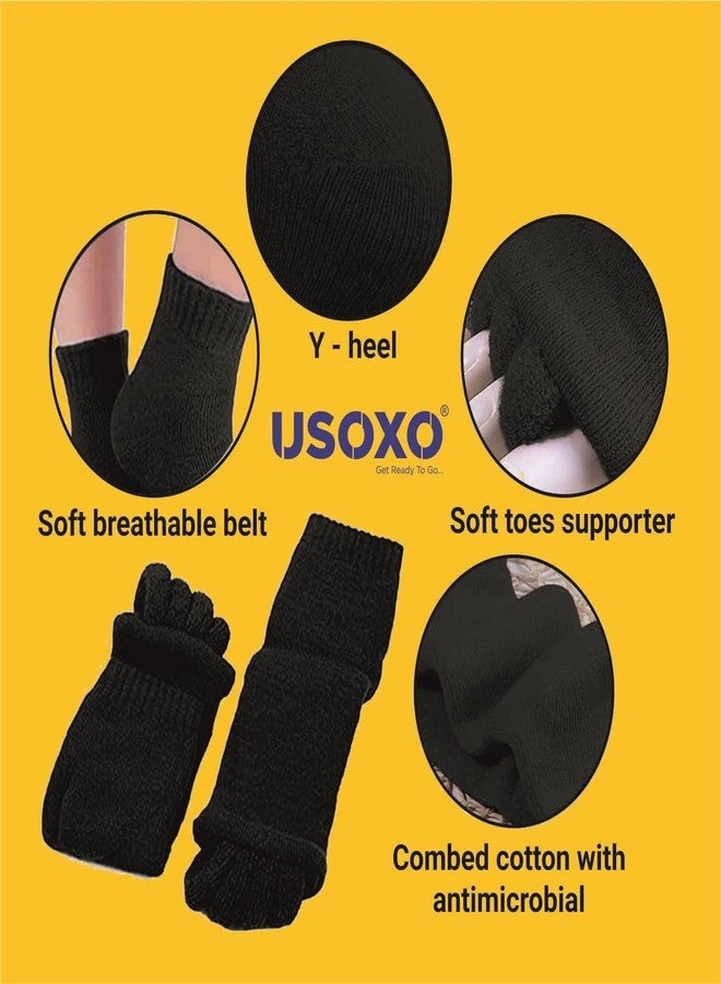 USOXO Cotton Foot Alignment Socks I Finger Toe Separator I Easing Bunion Hammertoe and Arthritis Pain Relief I Improving Posture & Increasing Flexibility I Free Size for Office Yoga Men & Women ( - Image 4