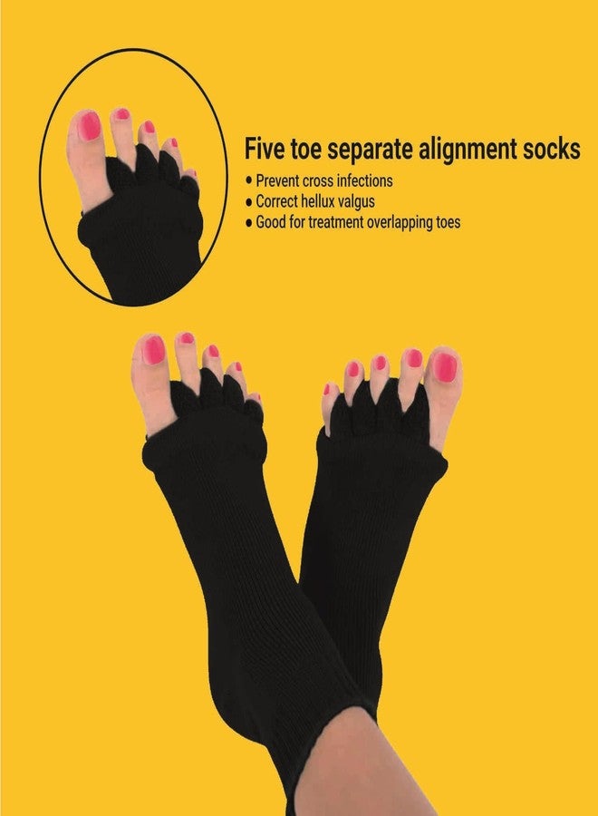 USOXO Cotton Foot Alignment Socks I Finger Toe Separator I Easing Bunion Hammertoe and Arthritis Pain Relief I Improving Posture & Increasing Flexibility I Free Size for Office Yoga Men & Women ( - Image 2