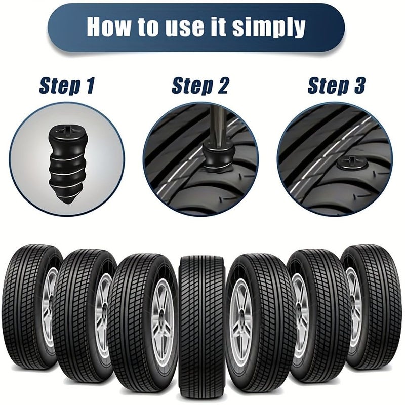 Gray Tubeless Tire Repair Kit Portable Puncture Tool with 10 Repair Plugs and 1 Star Screwdriver Bit for Quick Tire Repair - Image 4