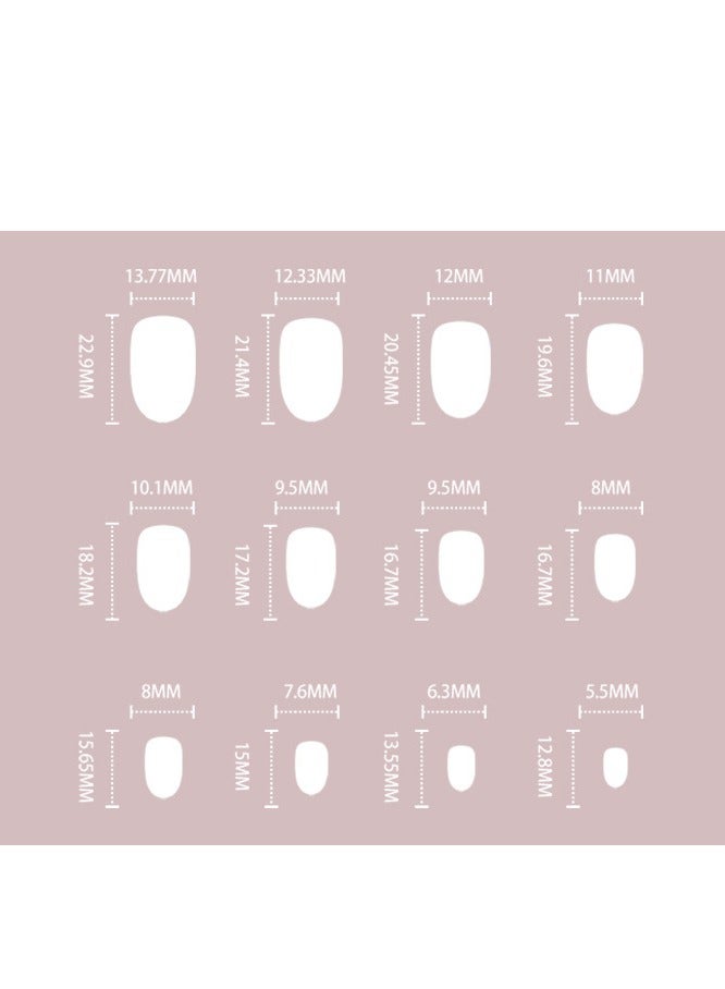 24 Pcs Short Press on Nails, Nude with Stars & Moon Print Fake Nails, Glossy Stick-on Nails with Gel Glue, Nail File, Cleaning Pad, Wooden Stick, Easy to Apply & Long-Lasting - Image 5