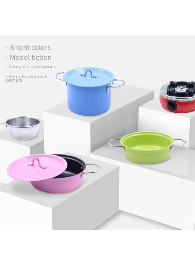 Children's Mini Kitchen Toys Stainless Steel Boys And Girls Play House Cooking Toys Trembles Fast Food Play Set-Color:Color 33 Piece Set - Image 4