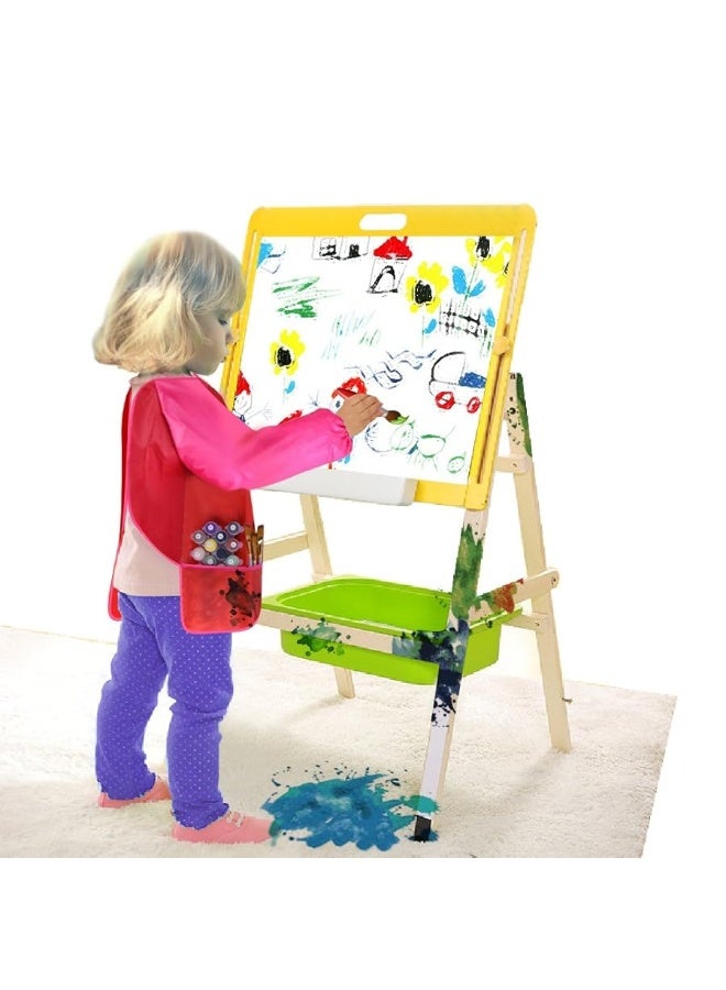 KUUQA 4Pcs Waterproof Kids Play Art Smock, Children's Painting Aprons with Long Sleeve and 3 Pockets for Painting, Feedingï¼ŒAge 3-6 Years (Paints and Brushes Not Included) - Image 4