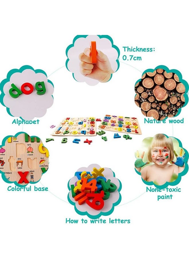 Smoneo - Smoneo Wooden 26 Letters Upper Case Alphabet ABC Puzzle Board for Toddlers 3-5 Years Old, Preschool Boys & Girls Educational Learning Letter Toys, Sturdy Wooden Construction - Image 1