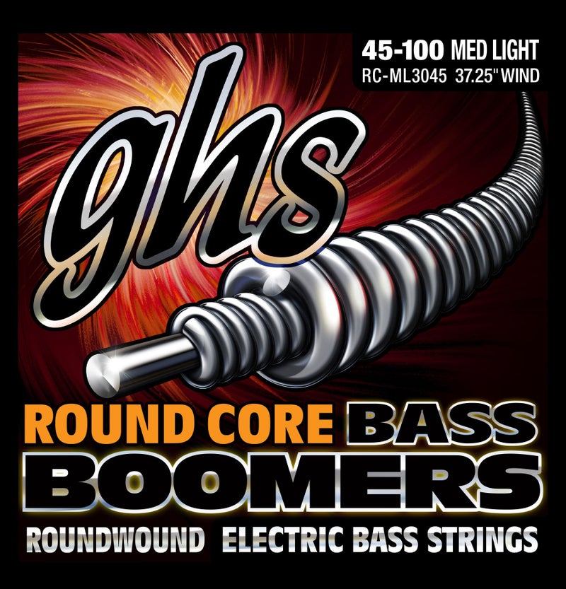 GHS Strings RC-ML3045 Round Core Bass Boomers, 4-Set, Medium Light Gauge, 45-100, (37.25" winding) - Image 2