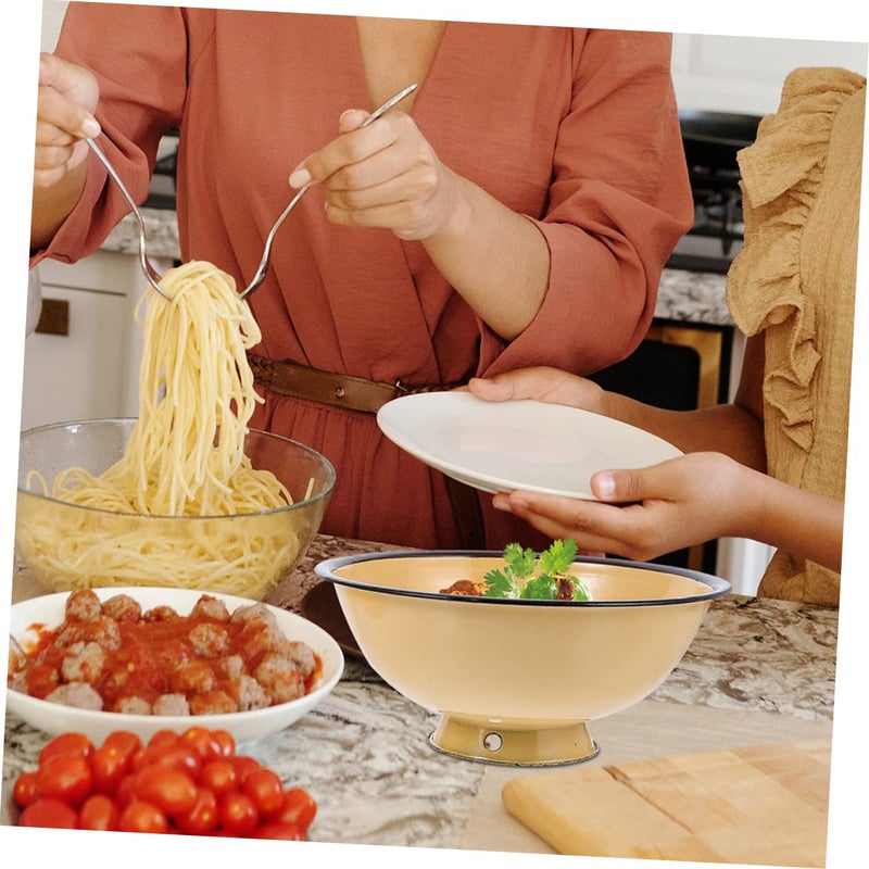 وعاء الحساء المينا على الطراز العتيق للمعكرونة للاستخدام في المطبخ والمنزل - Image 4