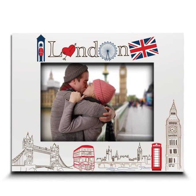 LONDON PICTURE FRAMEWEDDING HONEYMOON VACATION IN LONDON UV PRINT LONDON SYMBOLS DESIGN SET 5X7 HORIZONTAL