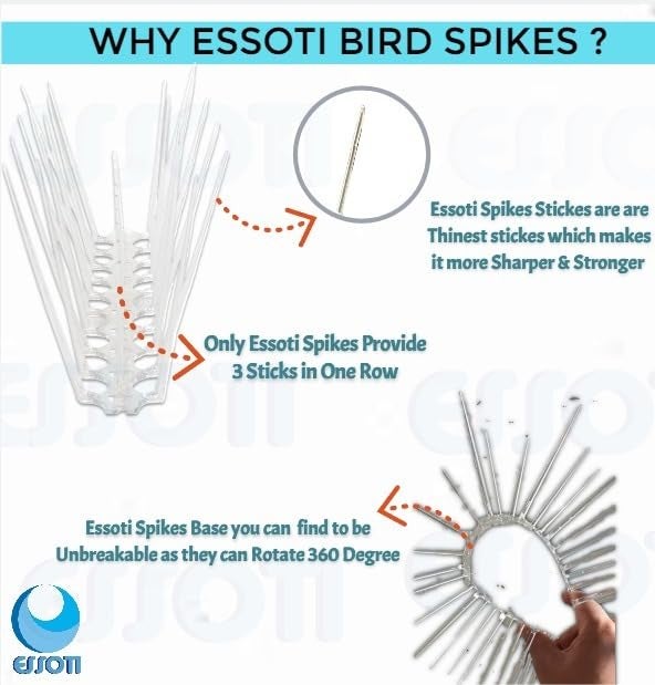 Essoti (Pack of 50) Transparent Bird & Pigeon Spikes for AC, Balcony, Railing, Window - Anti-Bird Protection - Image 2