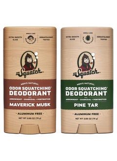 Dr. Squatch Dr. Squatch Natural Deodorant for Men - Odor-Squatching Men's Deodorant Aluminum Free - Maverick Musk + Pine Tar (2.65 oz, 2 Pack)  - Image 1