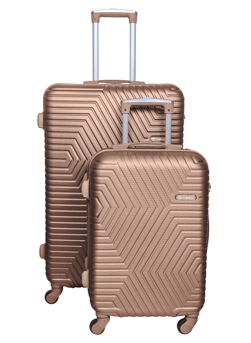 TRAVEL WAY حقيبة سفر خفيفة الوزن من TravelWay، مجموعة من 2 حقيبة سفر بعجلات - مقاسين (L+S) | حقيبة سفر ABS مع 4 عجلات دوارة (ذهبية، مجموعة من 2) - Image 1