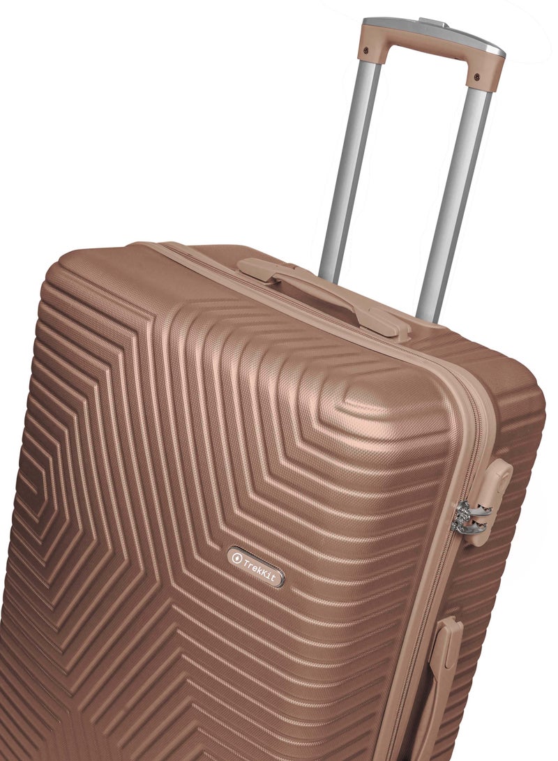 TRAVEL WAY حقيبة سفر خفيفة الوزن من TravelWay، مجموعة من 2 حقيبة سفر بعجلات - مقاسين (L+S) | حقيبة سفر ABS مع 4 عجلات دوارة (ذهبية، مجموعة من 2) - Image 5