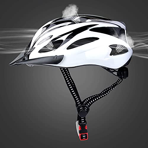 FASTPED Bicycle Helmet with Adjustable Lightweight Bike Helmet (Black and White) - Image 5