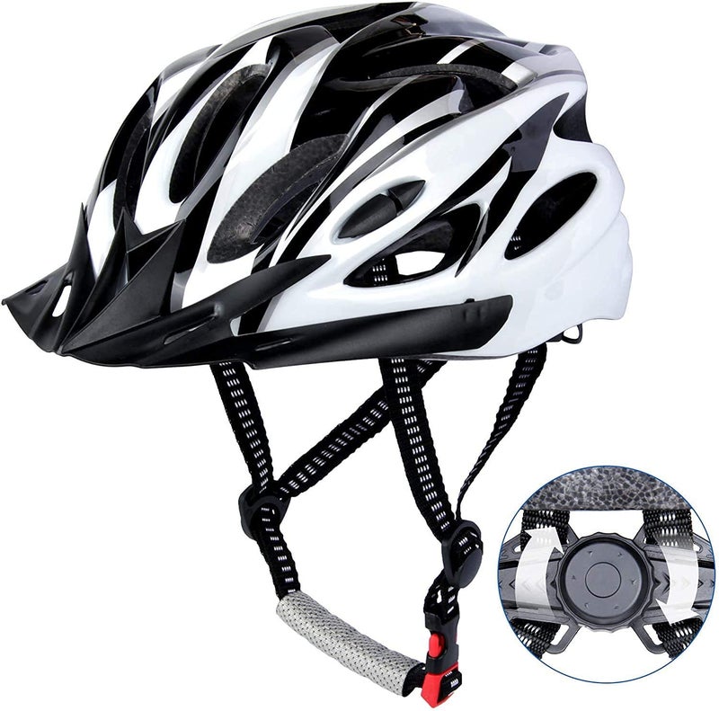 FASTPED Bicycle Helmet with Adjustable Lightweight Bike Helmet (Black and White) - Image 2