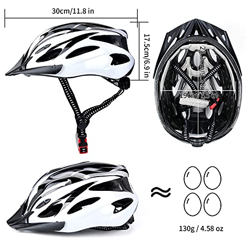 FASTPED Bicycle Helmet with Adjustable Lightweight Bike Helmet (Black and White) - Image 3