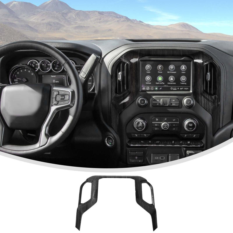 Linskip Information Screen Cover Trim Compatible with Chevy Silverado 1500 20192022 2023 2024 GMC Sierra 1500 Air Vent Trim Interior AccessoriesDark Wood Grain