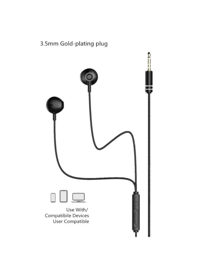 ريماكس سماعات أذن سلكية RM-711 بقياس 3.5 مم مع ميكروفون مدمج وتحكم في مستوى الصوت، لون أسود | صوت ستيريو عالي الدقة، عزل للضوضاء وكابل متين مقاوم للتشابك - Image 3