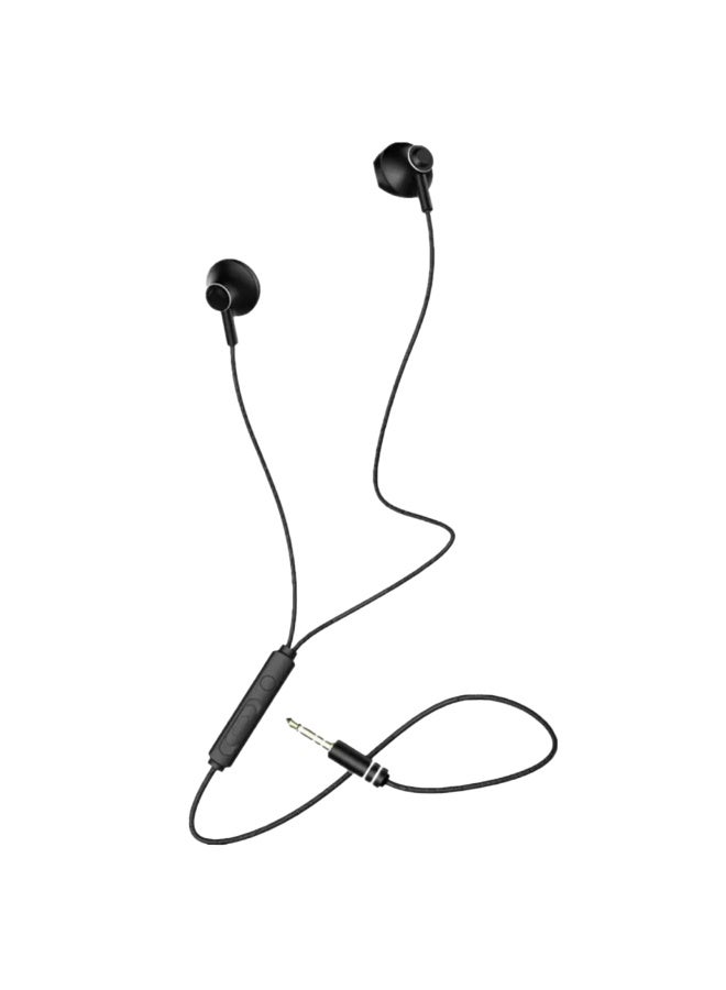 ريماكس سماعات أذن سلكية RM-711 بقياس 3.5 مم مع ميكروفون مدمج وتحكم في مستوى الصوت، لون أسود | صوت ستيريو عالي الدقة، عزل للضوضاء وكابل متين مقاوم للتشابك - Image 1