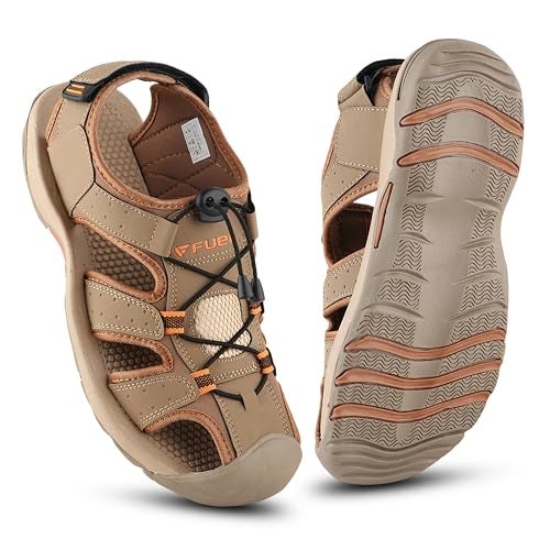 FUEL Soldier-02 Flexible Fisherman Sandals for Men in Comfortable & Breathable Casual Sandals in Protective Bump Toe with Anti-Skid Outdoor & Sports Footwear (Brown,6UK) - Image 1