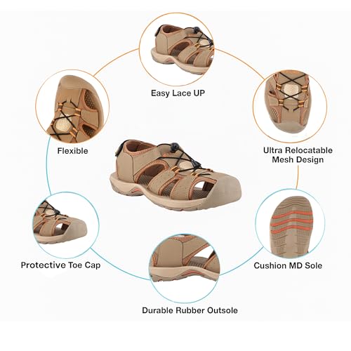 FUEL Soldier-02 Flexible Fisherman Sandals for Men in Comfortable & Breathable Casual Sandals in Protective Bump Toe with Anti-Skid Outdoor & Sports Footwear (Brown,6UK) - Image 2