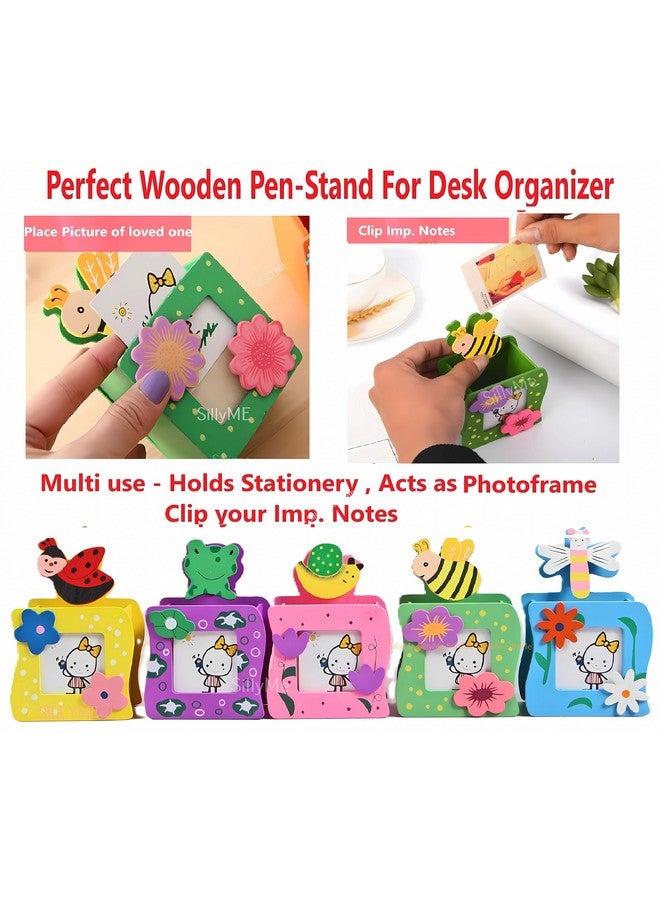 Sillyme 8pcs Wooden Pen Stand Return Gifts Birthday Party for Kids | Return Gift for Kids Birthday Return Gifts for Kids | Cute Animal Theme Stationery Placer Eco Friendly Bday Returns Gift Item in Bulk - Image 2