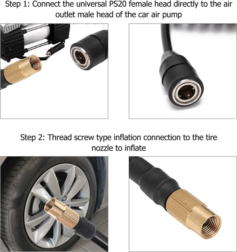 OUKENS Car Air Pump Extend Hose, PS20 Female Plug Inflator Extension Tube for American Tire Nozzle Car Motorcycle (1000cm/32.8ft) - Image 5