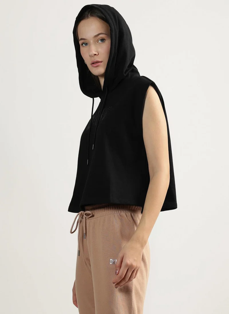 DKNY Sport Logo Printed Layered Outline Hoodie
